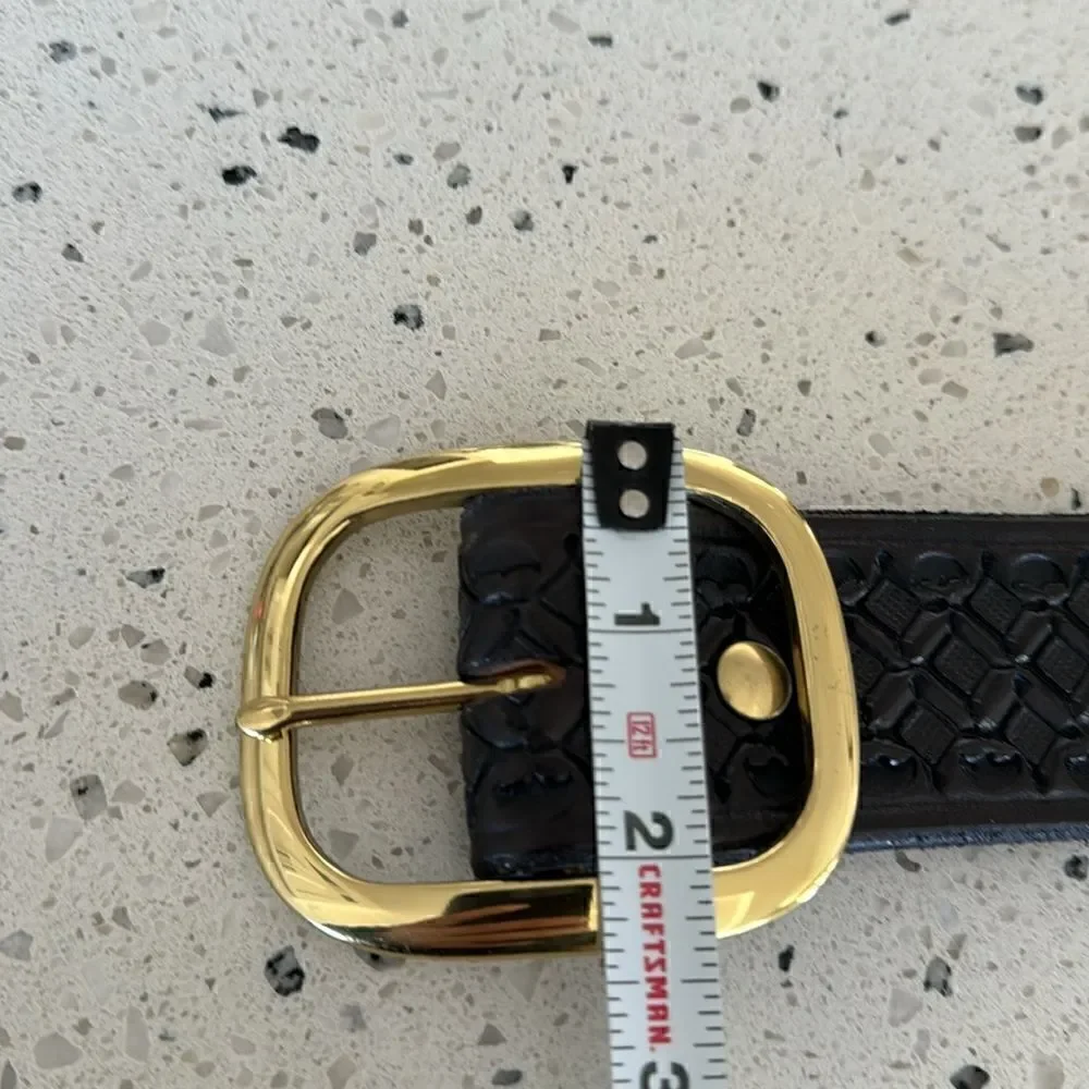 Genuine Leather Men’s Black Embossed Work Casual Belt Size 38